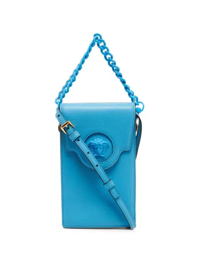 Pre-owned Versace La Medusa Crossbody Bag In 蓝色