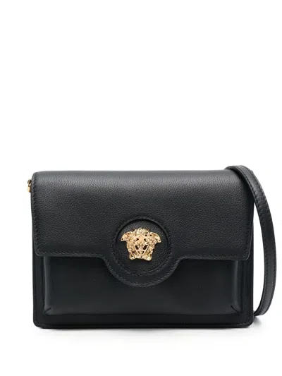 Versace La Medusa Crossbody Bag In Black