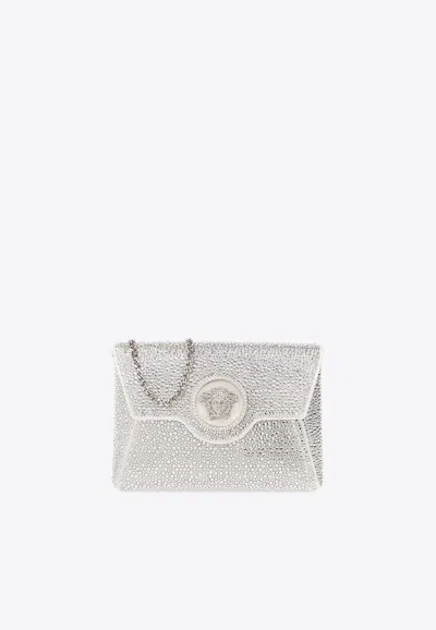 Versace La Medusa Crystal Clutch In Silver