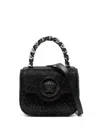 Versace La Medusa Crystal-embellished Mini Bag In Black