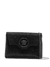 Versace La Medusa Crystal Envelope Clutch In Black
