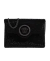 Versace La Medusa Crystal Envelope Clutch In Black