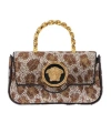 Versace La Medusa Crystal-leopard Mini Bag In Brown