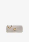Versace La Medusa Crystal Mesh Clutch Bag In Silver