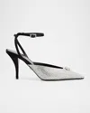Versace La Medusa Crystal Satin Slingback Pumps In Silver