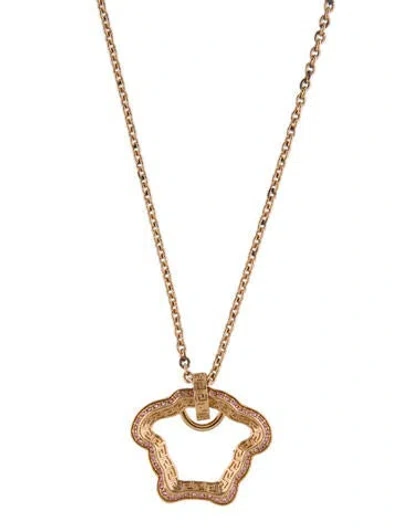 Pre-owned Versace 'la Medusa' Curve Pendant Necklace, 22.25" In Pink