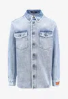 Versace Stonewashed Denim Shirt In Blue
