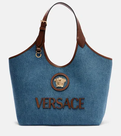 VERSACE LA MEDUSA DENIM TOTE BAG