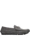 Versace La Medusa-embellished Loafers In Gray