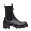 Versace La Medusa Embossed Logo Black Leather Boots In Black