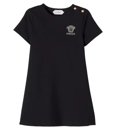 Versace La Medusa Embroidered Dress In Black