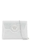 Versace La Medusa Envelope Clutch With Crystals In Argento