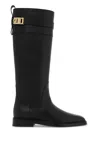 Versace Black High Boots With '95 Medusa Detail In Ivory-palladium (silver)