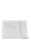 Versace La Medusa Envelope Clutch With Crystals In Silver