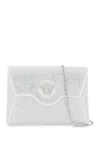 Versace Crystal La Medusa Envelope Clutch In Silver