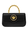 Versace La Medusa Small Satin Top Handle Bag In Black