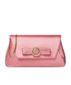 Versace Gianni Ribbon Clutch With Crystals In Pink
