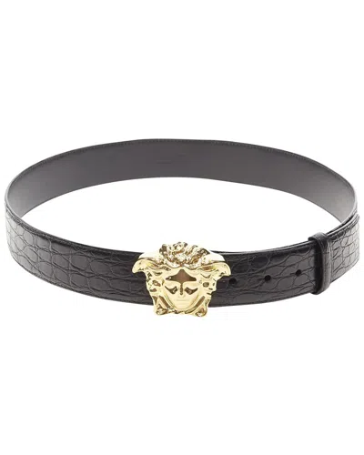 Pre-owned Versace La Medusa Gold Buckle Belt (authentic Pre-loved)