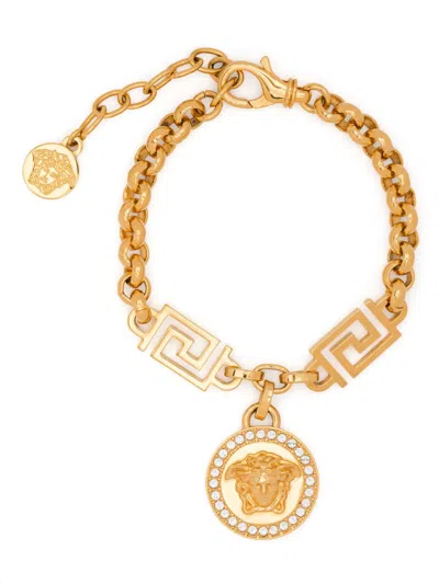 Pre-owned Versace La Medusa Greca Bracelet In Gold