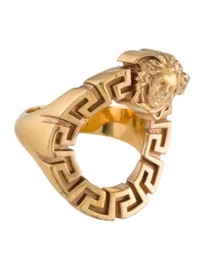 Pre-owned Versace La Medusa Greca Cocktail Ring In Multi