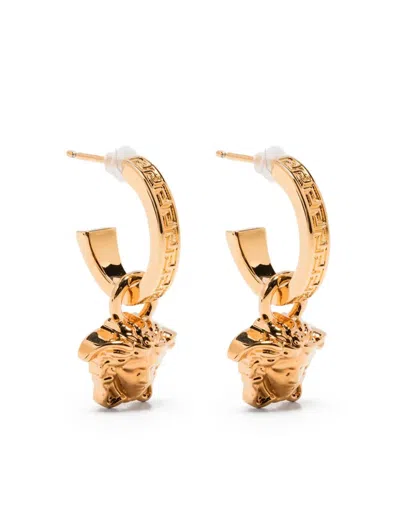 Versace La Medusa Greca Hoop Earrings In Purple