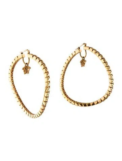 Pre-owned Versace La Medusa Greca Hoop Earrings In Multi