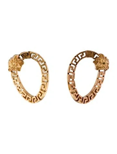 Pre-owned Versace La Medusa Greca Hoop Earrings In Multi