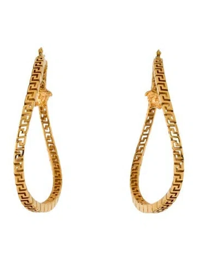 Pre-owned Versace La Medusa Greca Hoop Earrings In Multicolor