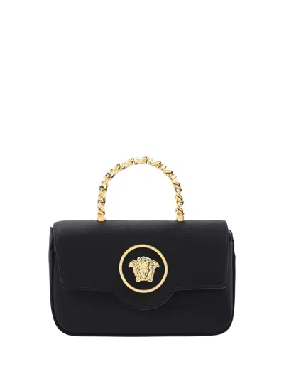 Versace La Medusa Handbag In Black- Gold