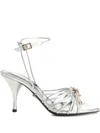 Versace Embellished Metallic Leather Sandals In Multi