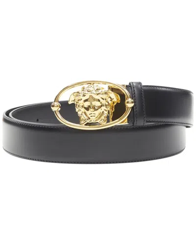Pre-owned Versace La Medusa Insignia Leather Belt (authentic Pre-loved)