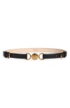 Versace La Medusa Leather Belt In 1b00v-black- Gold