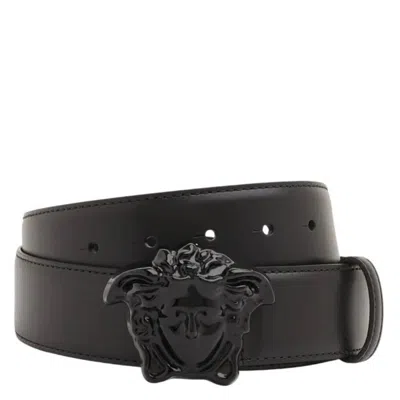 Versace La Medusa Leather Belt In Black