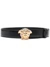 Versace Men La Medusa Leather Belt In Black