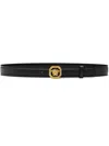 Versace La Medusa Leather Belt Man Belt Black Size 39.5 Calfskin In Black