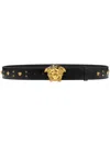 Versace La Medusa Studded Leather Belt In Black