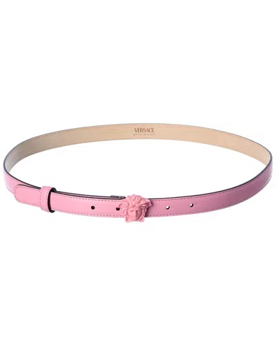 Versace La Medusa Leather Belt In Pink