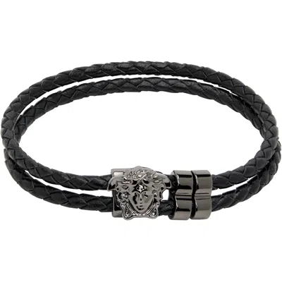 Versace 'la Medusa' Leather Bracelet In Black