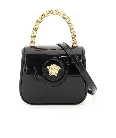 Versace La Medusa Leather Mini Bag In Black