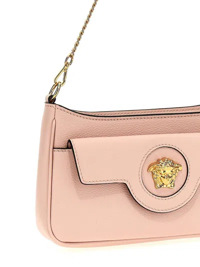 Versace La Medusa Leather Mini Bag In Pink