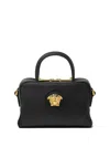 Versace La Medusa Leather Mini Tote Bag In Black