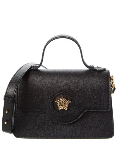 Versace La Medusa Leather Satchel In Black