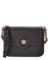 Versace La Medusa Leather Shoulder Bag In Black