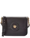 Versace La Medusa Leather Shoulder Bag In Black