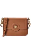 Versace La Medusa Leather Shoulder Bag In Brown