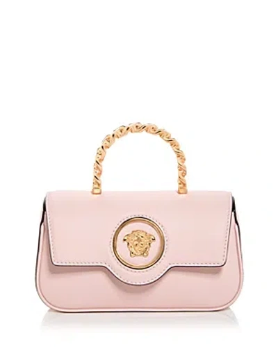 Versace La Medusa Leather Top Handle Crossbody In Dusty Rose