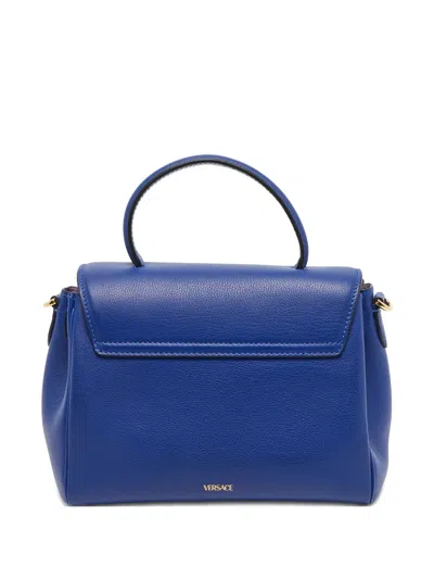 Pre-owned Versace La Medusa Leather Tote Bag In Blue