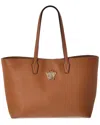 Versace La Medusa Leather Tote In Orange