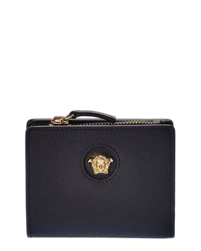 Versace La Medusa Leather Wallet In Black