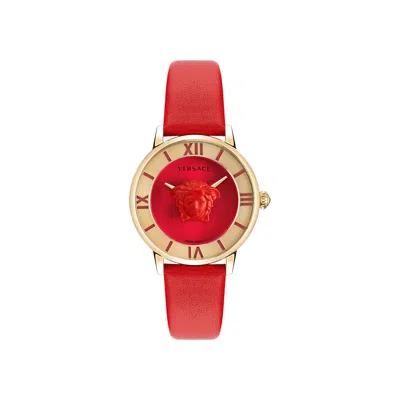Pre-owned Versace La Medusa Leather Watch 'gold' | Women's Size Onesize